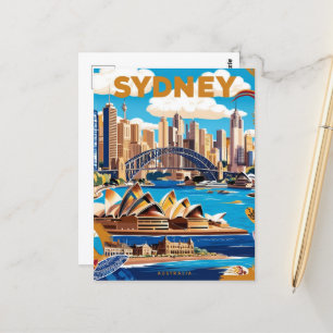Modernes Sydney Australien Reise Kunst Vintage Postkarte