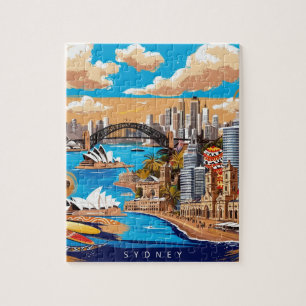 Modernes Sydney Australien Reise Kunst Vintage Puzzle