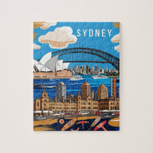 Modernes Sydney Australien Reise Kunst Vintage Puzzle