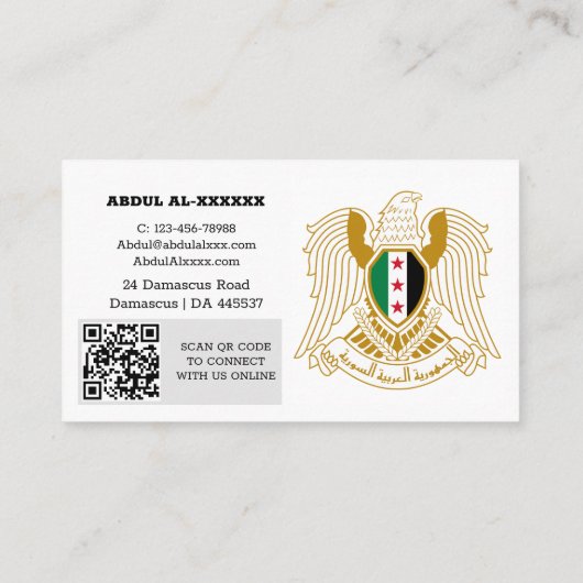 Modernes Syrien, Visitenkarte, QR-Code für syrisch Visitenkarte (Rückseite)