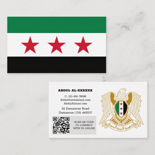Modernes Syrien, Visitenkarte, QR-Code für syrisch Visitenkarte (Vorne/Hinten)