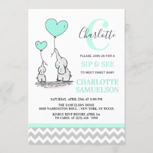 Modernes tadelloses grünes Elefant SCHLÜCKCHEN u. Einladung