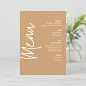 Modernes Tan Dinner Menu Erntedank Fall Einladung (Stehend Vorderseite)