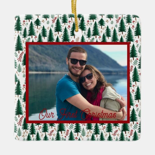 Modernes Tannenbaummuster - unser erstes Weihnacht Keramikornament (Vorderseite)