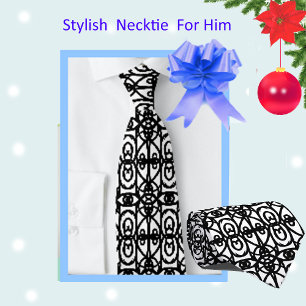 Modernes Tao-Muster in Schwarzweiß Krawatte