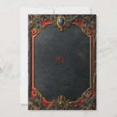 Modernes Tarot Gothic Black and Gold Monogram Einladung (Rückseite)