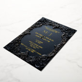 Modernes Tarot Gothic Black and Gold Monogram Folieneinladung (Gedreht)