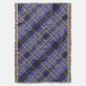Modernes Tartan Blue Gray Black Pattern Decke (Vorderseite Vertikal)