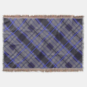 Modernes Tartan Blue Gray Black Pattern Decke (Vorderseite)