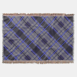 Modernes Tartan Blue Gray Black Pattern Decke