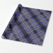 Modernes Tartan Blue Gray Black Pattern Geschenkpapier (Ungerollt)
