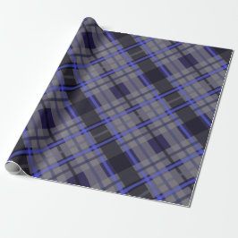 Modernes Tartan Blue Gray Black Pattern Geschenkpapier