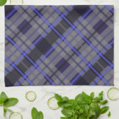 Modernes Tartan Blue Gray Black Pattern Geschirrtuch (Gefaltet)