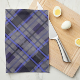 Modernes Tartan Blue Gray Black Pattern Geschirrtuch