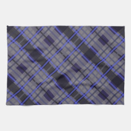 Modernes Tartan Blue Gray Black Pattern Geschirrtuch