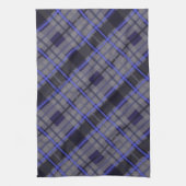 Modernes Tartan Blue Gray Black Pattern Geschirrtuch (Vertikal)