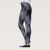 Modernes Tartan Blue Gray Black Pattern Leggings (Links)