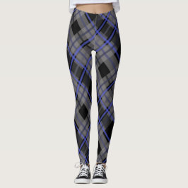 Modernes Tartan Blue Gray Black Pattern Leggings