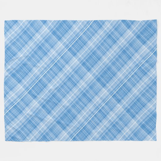 Modernes Tartan Blue Tan Kariertes Muster. Fleecedecke (Vorderseite (Horizontal))