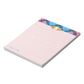 Modernes Tartan Golden Monogram Script Apricot Lin Notizblock (Rotiert)
