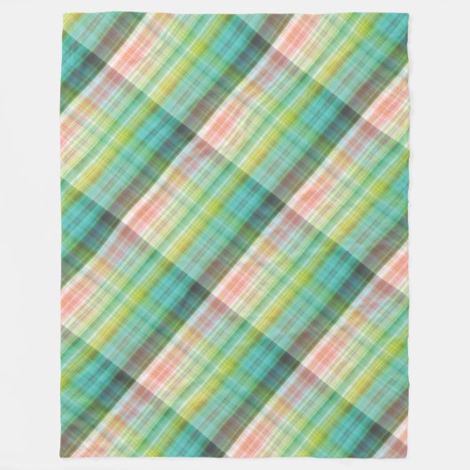 Modernes Tartan Green Tan Kariertes Muster. Fleecedecke (Vorderseite)