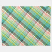 Modernes Tartan Green Tan Kariertes Muster. Fleecedecke (Vorderseite (Horizontal))