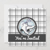 Modernes Tartan Ice Skaten Partys Einladung (Vorderseite)