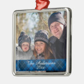 Modernes Tartan Kariertes Foto Silver Ornament Aus Metall (Links)