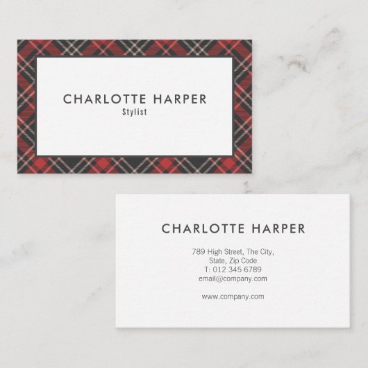 Modernes Tartan-Kariertes Muster Visitenkarte (Vorne/Hinten)