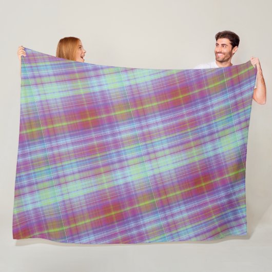 Modernes Tartan Lila Tan Kariertes Muster. Fallen Fleecedecke (Beispiel)