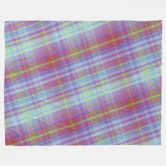 Modernes Tartan Lila Tan Kariertes Muster. Fallen Fleecedecke (Vorderseite (Horizontal))