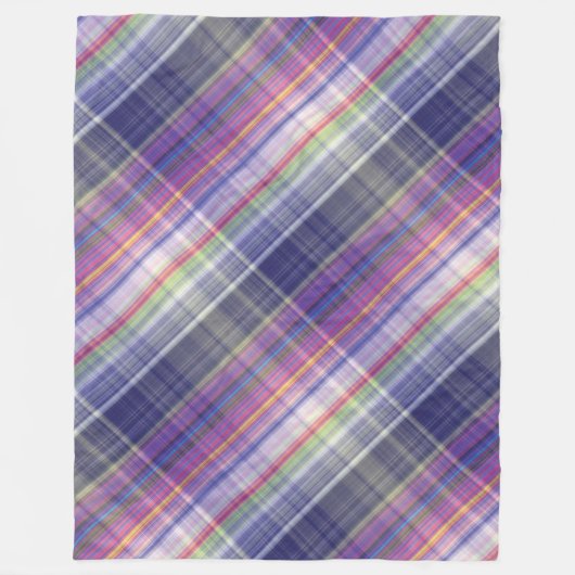 Modernes Tartan Lila Tan Kariertes Muster. Fleecedecke (Vorderseite)
