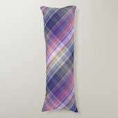 Modernes Tartan Lila Tan Kariertes Muster. Seitenschläferkissen (Vorderseite Vertikal)