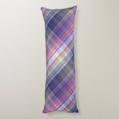 Modernes Tartan Lila Tan Kariertes Muster. Seitenschläferkissen (Rückseite (Vertikal))