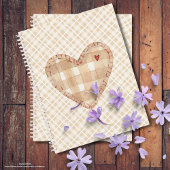 Modernes Tartan Muster und Herz Brown Scrapbook Notizblock