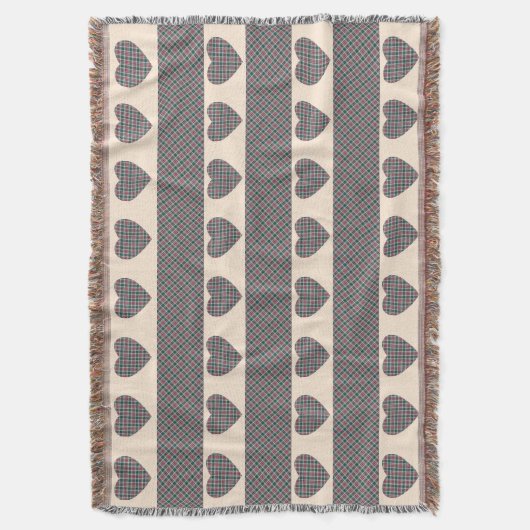 Modernes Tartan Niedlich Hearts Rosa Decke (Vorderseite Vertikal)