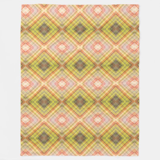 Modernes Tartan Orange Green Tan Kariertes Muster. Fleecedecke (Vorderseite)