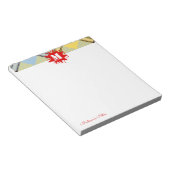 Modernes Tartan Red Splash Custom Script Monogram Notizblock (angewinkelt)
