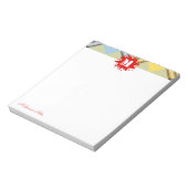 Modernes Tartan Red Splash Custom Script Monogram Notizblock (Rotiert)