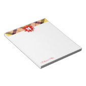 Modernes Tartan Red Splash Custom Script Monogram Notizblock (angewinkelt)