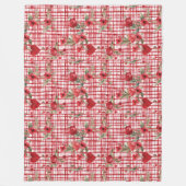 Modernes Tartan rotes Blumenmuster Fleecedecke (Vorderseite)
