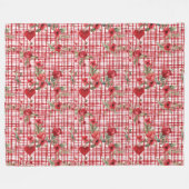 Modernes Tartan rotes Blumenmuster Fleecedecke (Vorderseite (Horizontal))