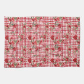 Modernes Tartan rotes Blumenmuster Geschirrtuch (Horizontal)