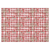 Modernes Tartan rotes Blumenmuster Tischdecke (Vorderseite (Horizontal))