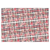 Modernes Tartan rotes Blumenmuster Tischdecke (Vorderseite (Horizontal))