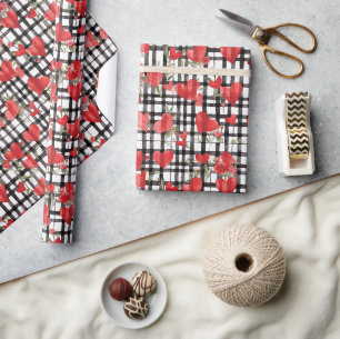 Modernes Tartan Rotherz Muster Geschenkpapier