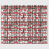 Modernes Tartan Rotherz Muster Geschenkpapier (Flach)