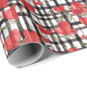 Modernes Tartan Rotherz Muster Geschenkpapier (Rolleneckpunkt)