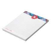 Modernes Tartan Splash Custom Script Monogram Line Notizblock (Rotiert)