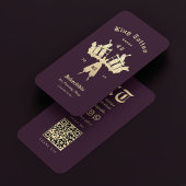 Modernes Tattoo Artist Monogram Dark Lila Gold Visitenkarte